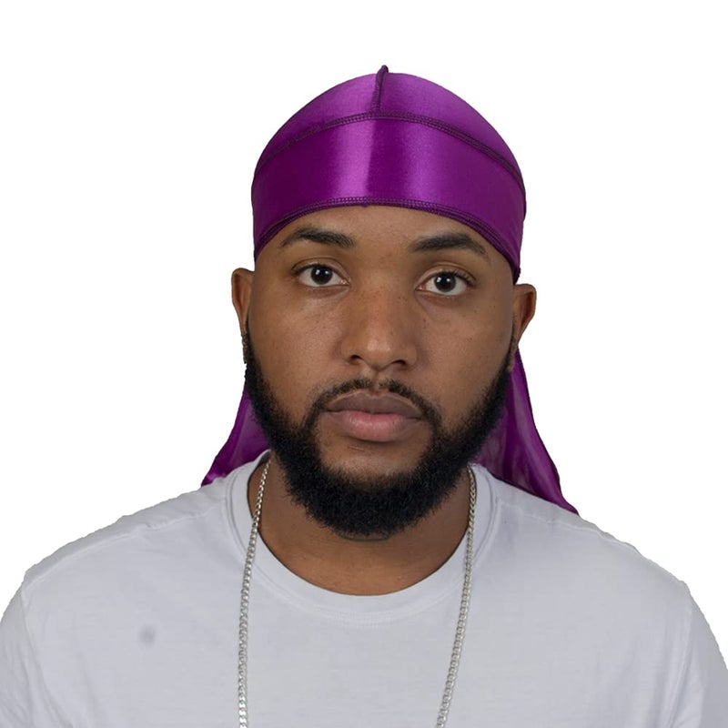 ForceWave Silky Durag for Men Wave Cap Satin Dorag for Men Women 360 Wave Purple - Image 3